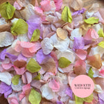 Petal Confetti hydrangea - Dusty Rose Chocolate purple peach Green Ivory