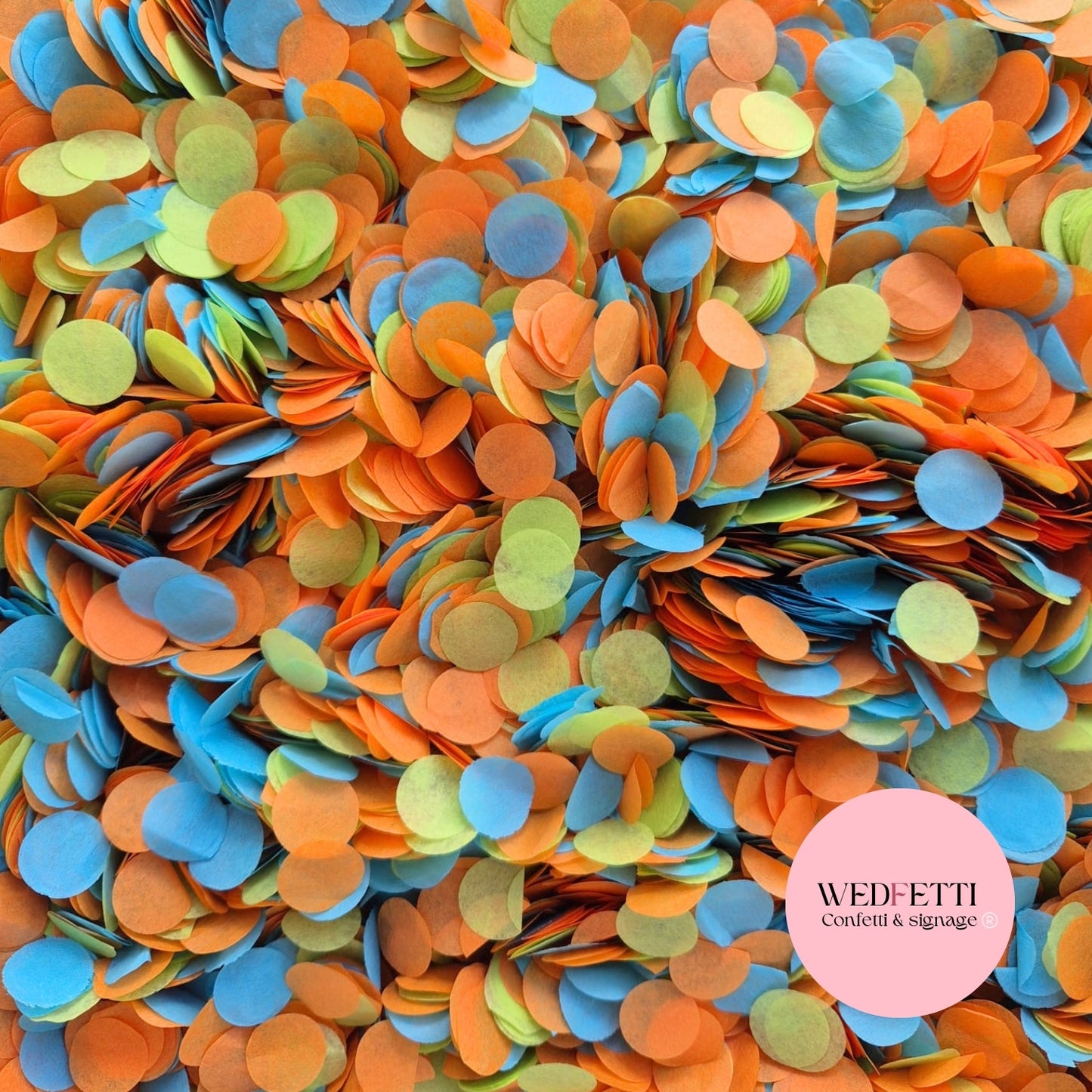 Slow falling paper Confetti - Party Blue Orange Lime