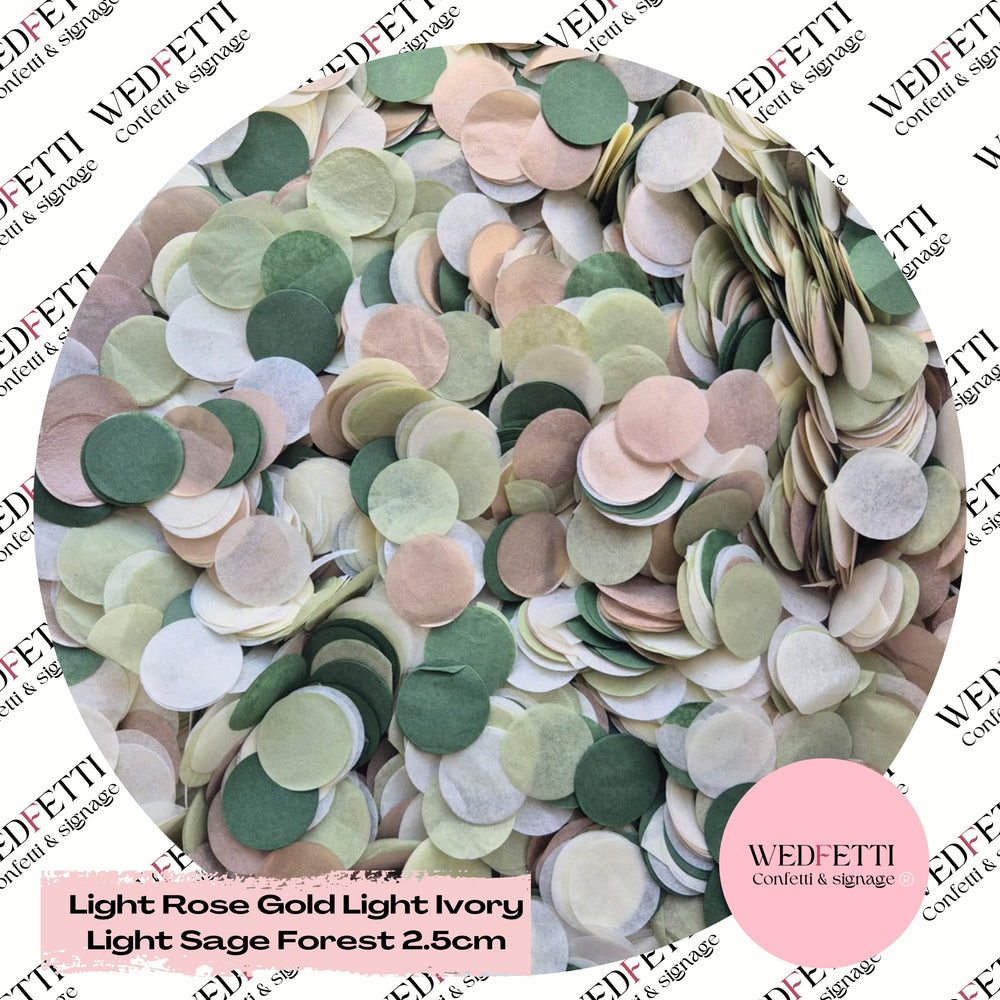 Circles Large 2.5cm Biodegradable - Light Rose Gold Light Ivory Light Sage Forest