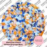 Slow falling paper Confetti - Shimmer Pearl White Orange Blue