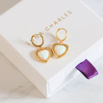 Adore Opal Heart Huggies | 18k Gold Plated
