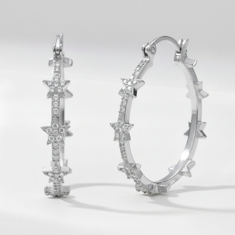 Aneira Star Hoop Earrings | 925 Sterling Silver