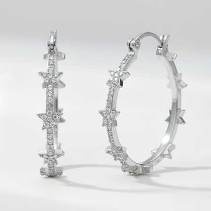 Aneira Star Hoop Earrings | 925 Sterling Silver