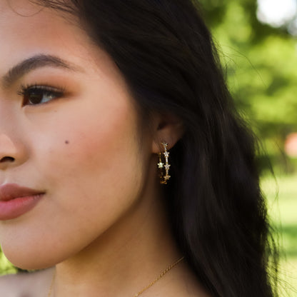 Aneira Star Hoop Earrings | 18K Gold Plated
