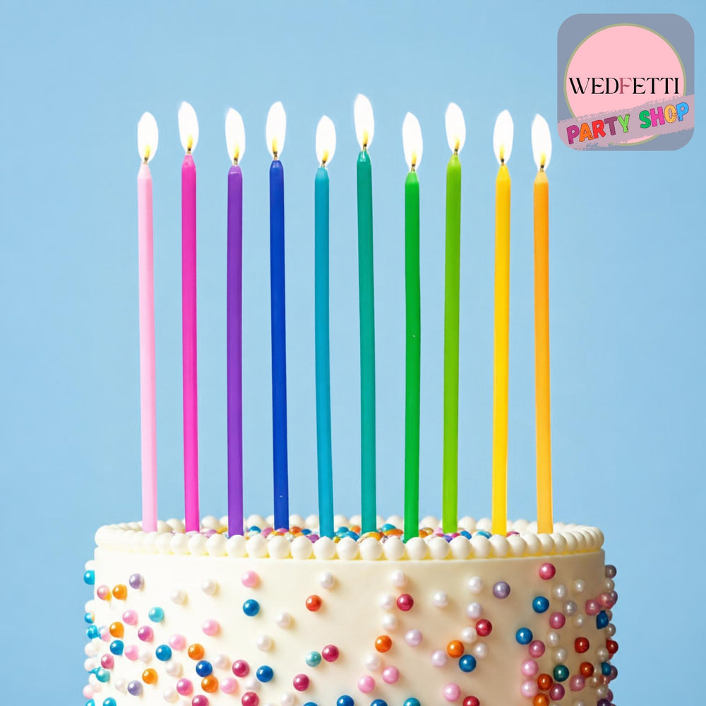 Tall Rainbow Birthday candles - 10 Pack