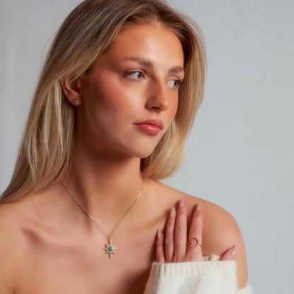 Zira Star and Moon Birthstone Ring | 18K Gold Plated