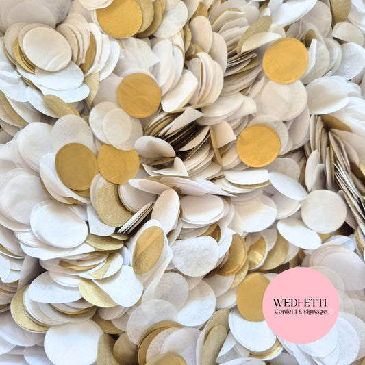 Circles Large 2.5cm Biodegradable - White + Biodegradable Gold Coin