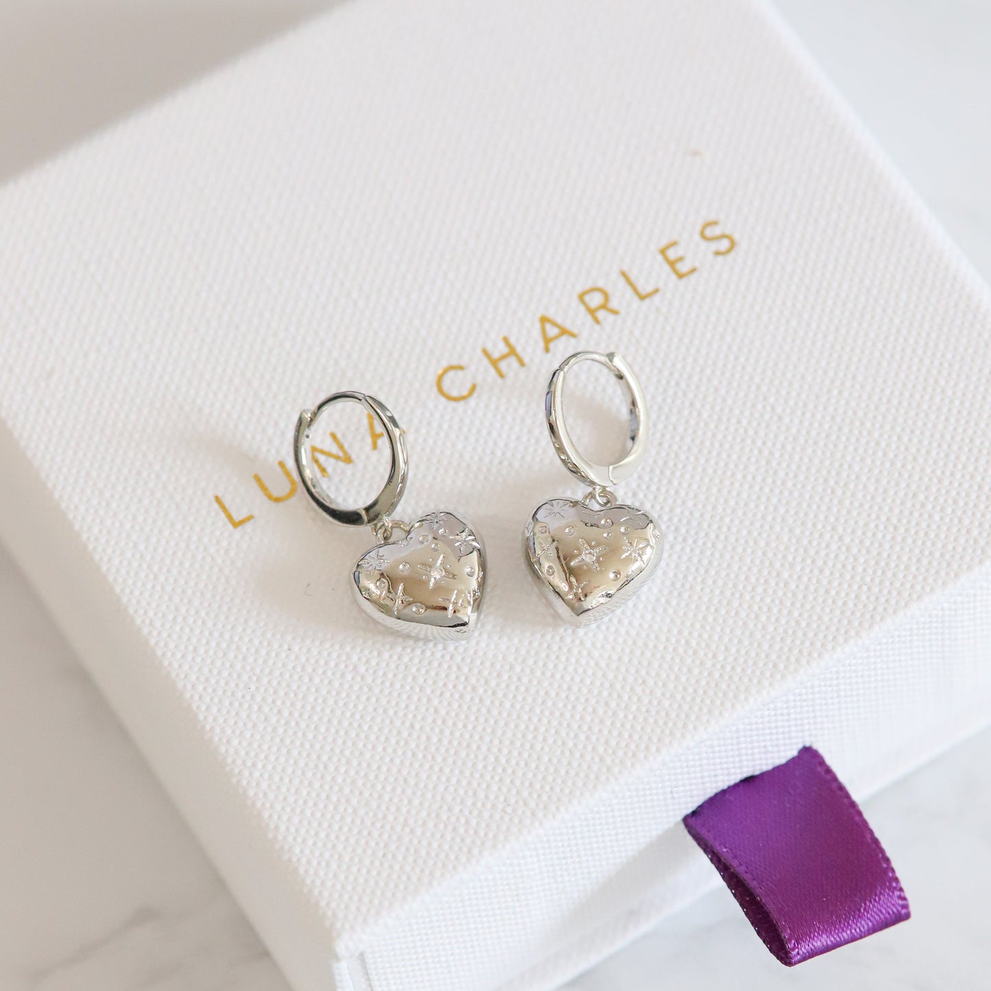 Blythe Bubble Heart Huggies | 925 Sterling Silver