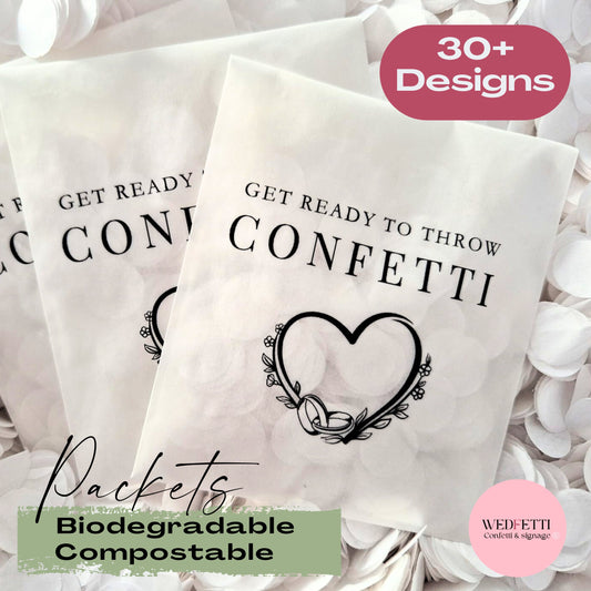 Biodegradable Confetti packets - Plain & B&W (Confetti purchased separately)