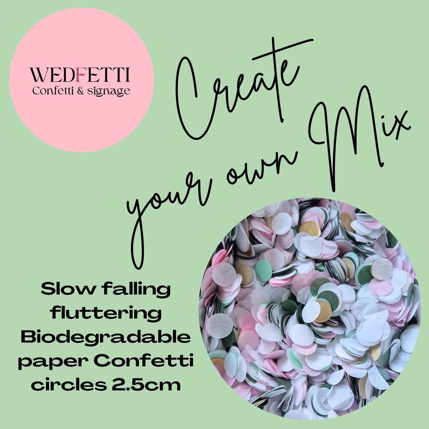 Create your own Multi Colour paper circle Confetti mix 2.5cm