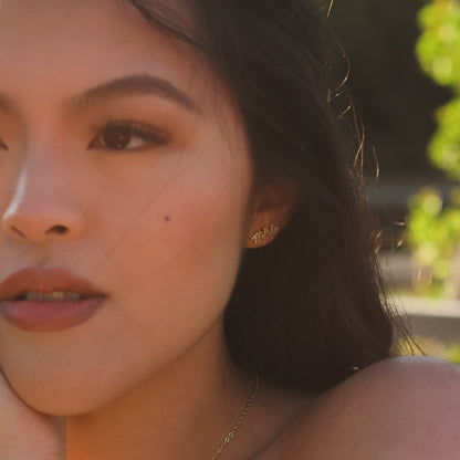 Ettie 'Mrs' Stud Earrings | 18K Gold Plated