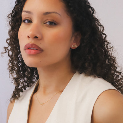 Laila 11:11 Stud Earrings | 18K Gold Plated