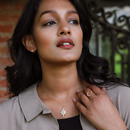 Zira Star and Moon Birthstone Ring | 18K Gold Plated