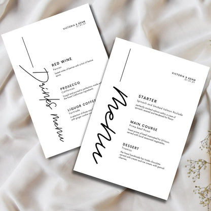 Custom table & drink menu set WedFetti