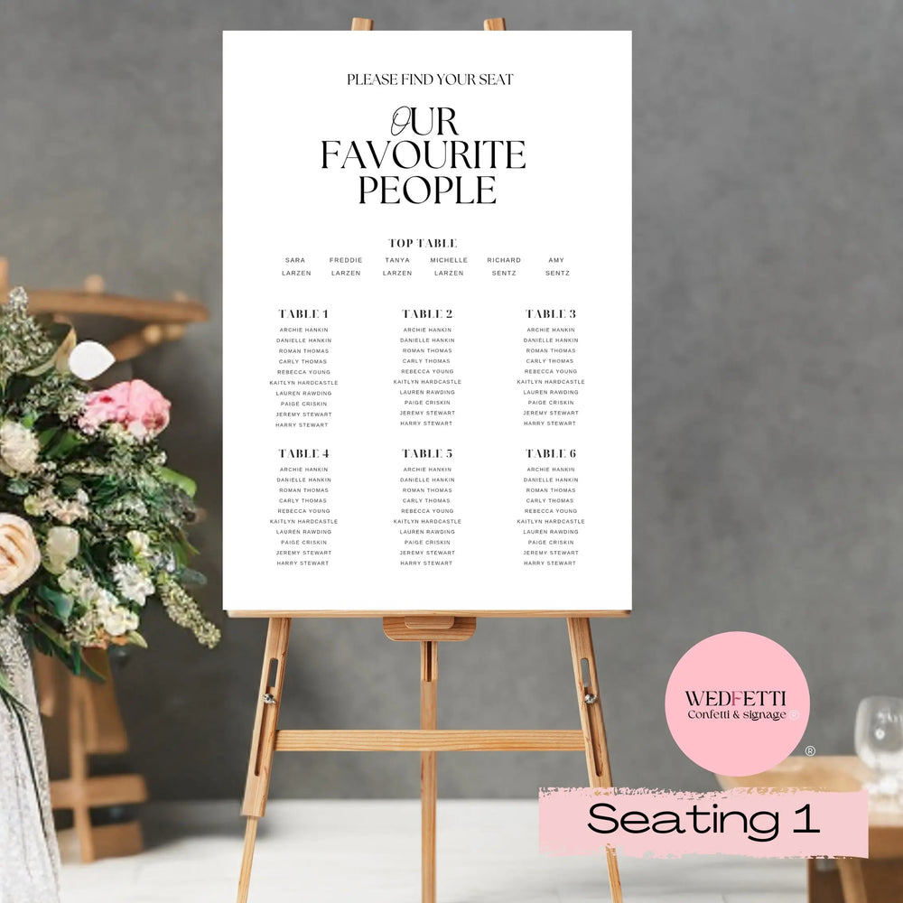 Seating plan - Our favorite people WedFetti