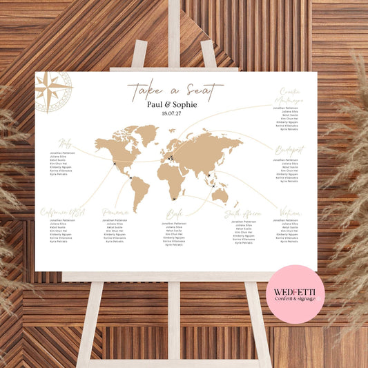 World map seating plan WedFetti
