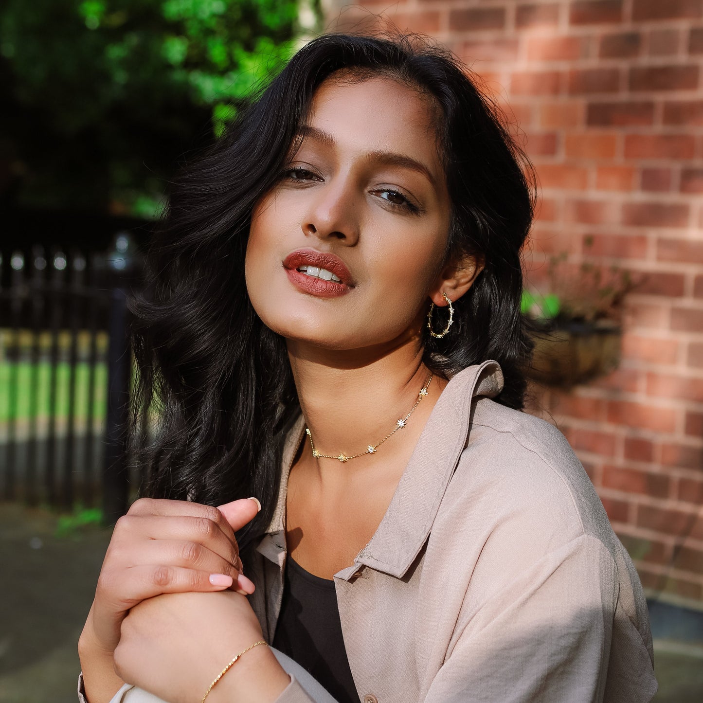 Aneira Star Hoop Earrings | 18K Gold Plated