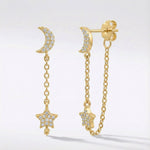 Imogen Moon & Star Drop Chain Earrings | 18k Gold Plated
