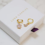 Joni Rose Quartz Star & Moon Charm Huggies | 18K Gold Plated
