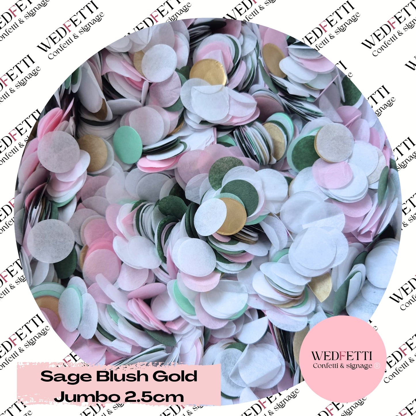 Circles Large 2.5cm Biodegradable - Sage blush Gold