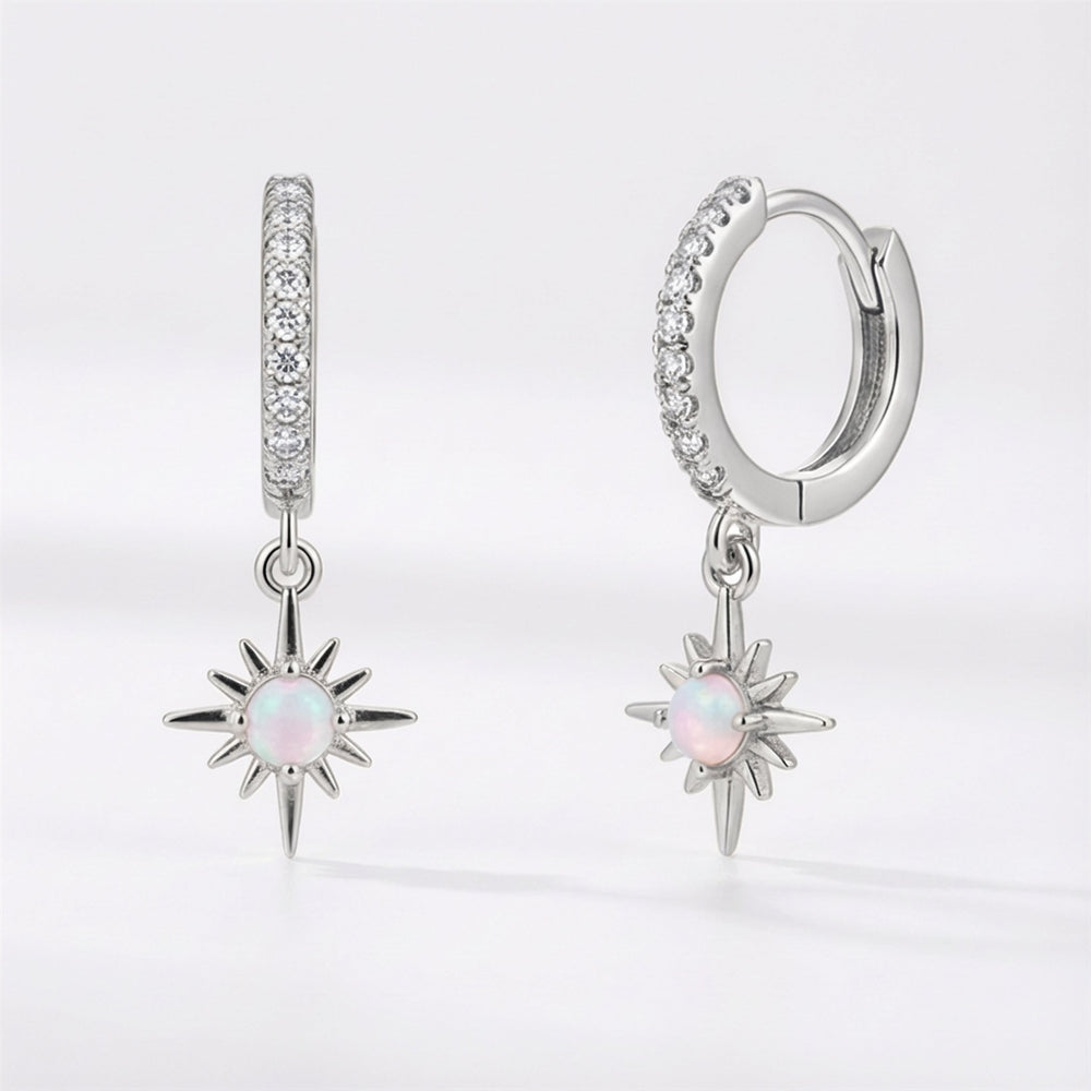 Neve Opal Star Huggie Hoop Earrings | 925 Sterling Silver