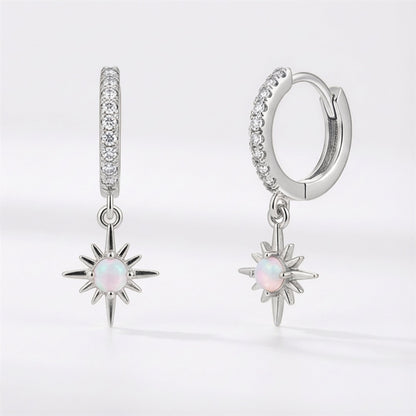 Neve Opal Star Huggie Hoop Earrings | 925 Sterling Silver