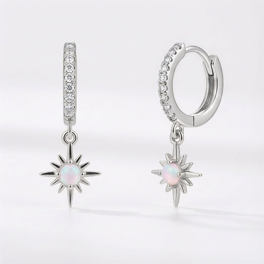 Neve Opal Star Huggie Hoop Earrings | 925 Sterling Silver