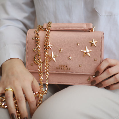 Nova Star Studded Handbag - Pink & Gold