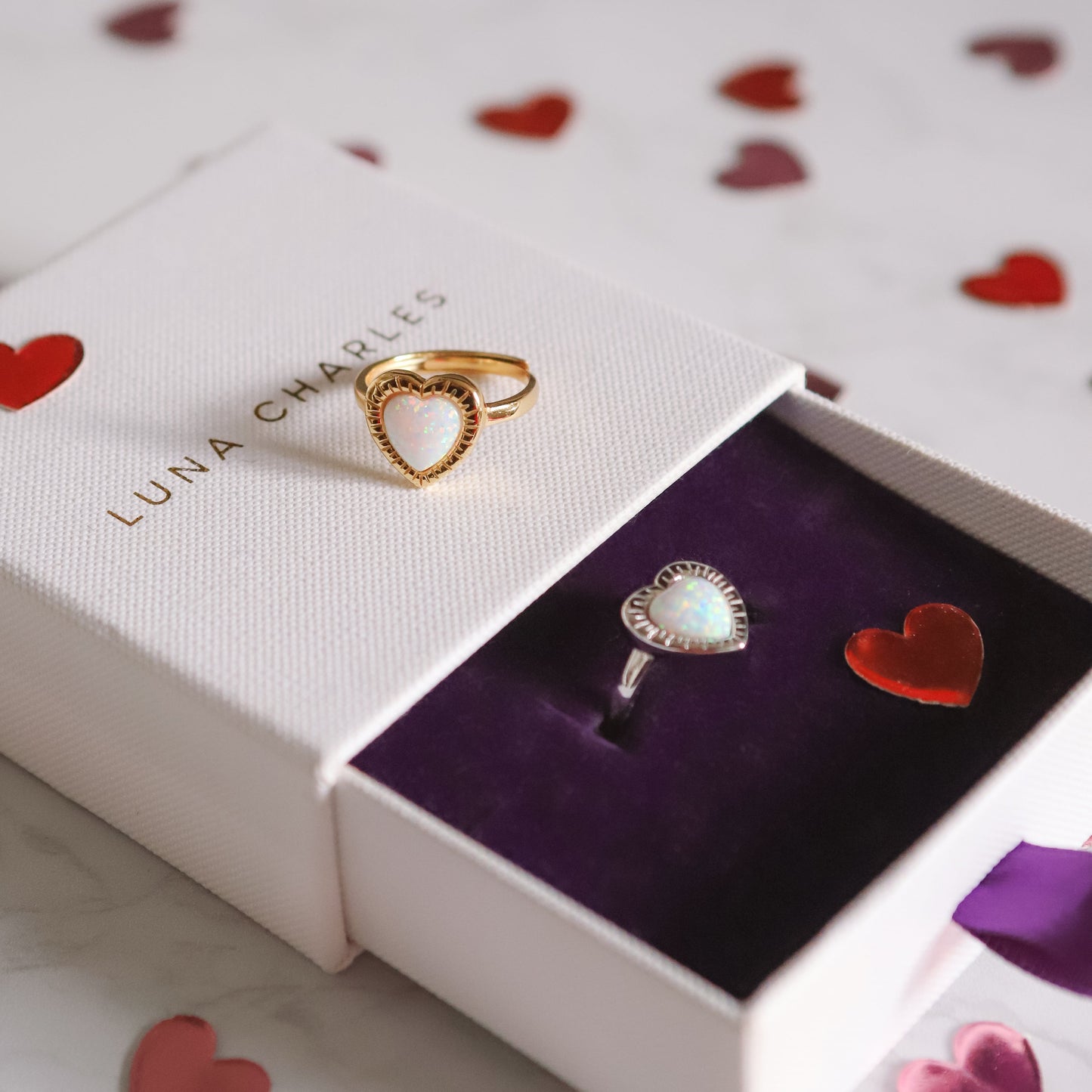 Roxanne Opal Heart Ring | 925 Sterling Silver