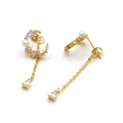 Sabrina Moon Drop Earrings | 18K Gold Plated