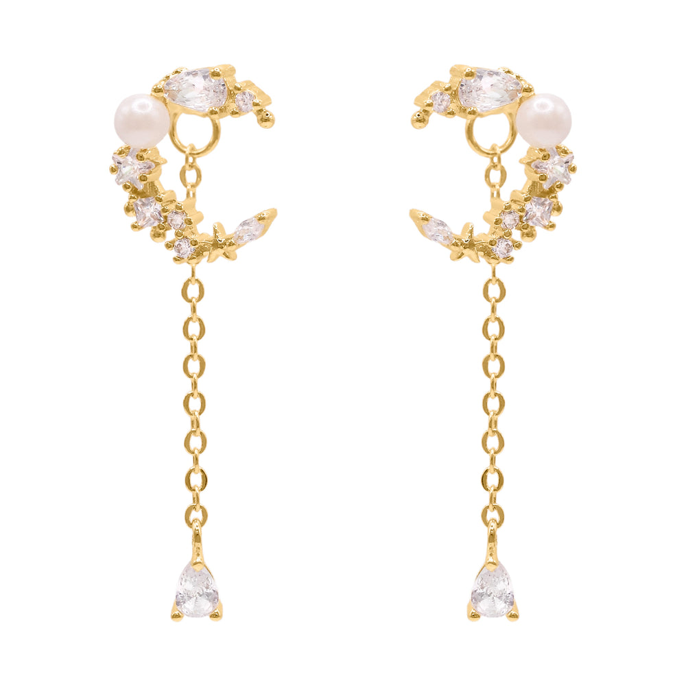 Sabrina Moon Drop Earrings | 18K Gold Plated