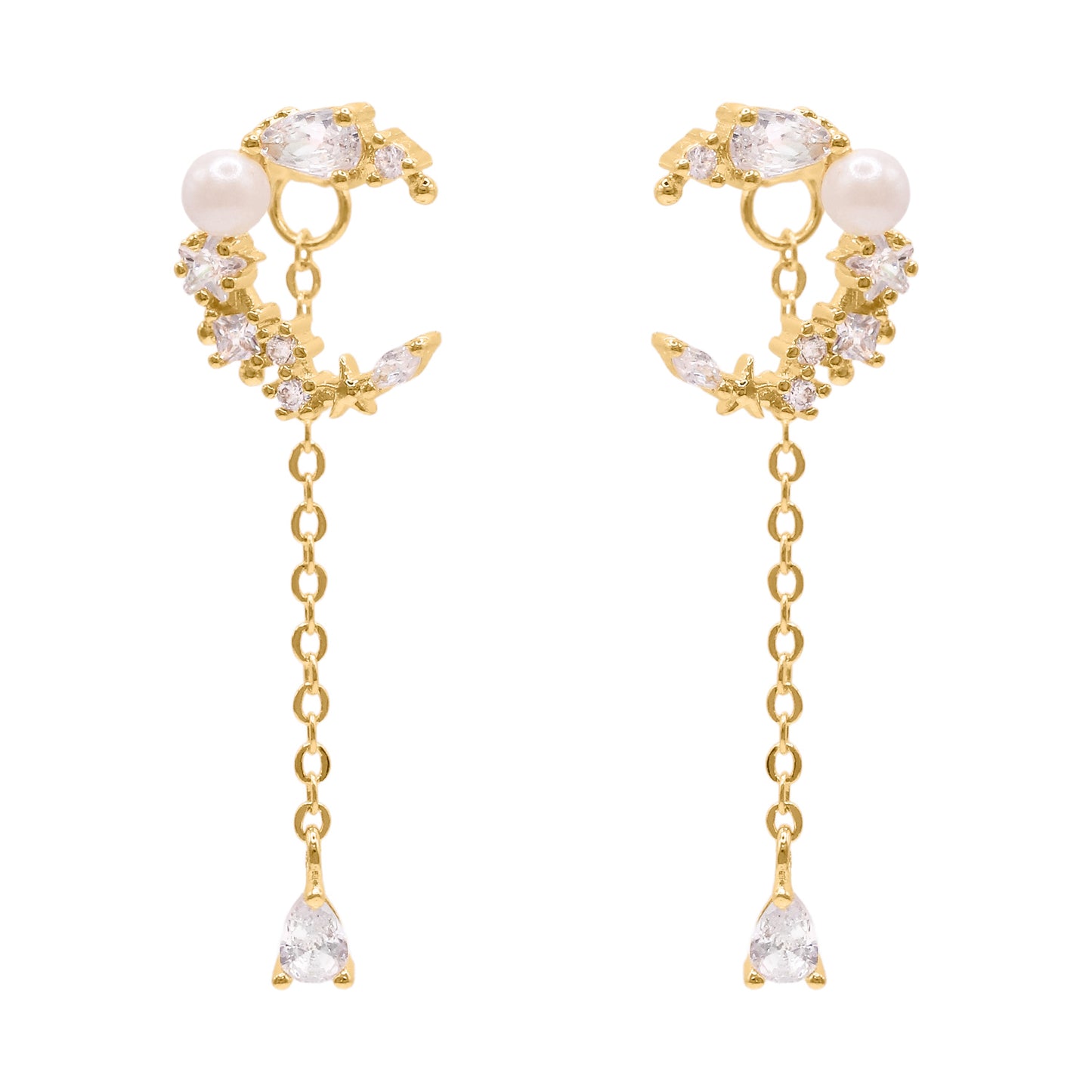 Sabrina Moon Drop Earrings | 18K Gold Plated