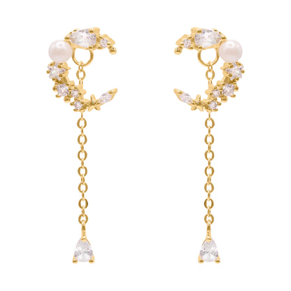 Sabrina Moon Drop Earrings | 18K Gold Plated