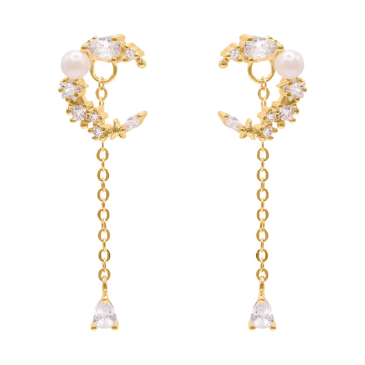 Sabrina Moon Drop Earrings | 18K Gold Plated