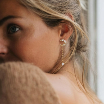 Sabrina Moon Drop Earrings | 18K Gold Plated