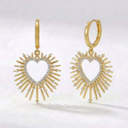 Sadie Starburst Heart Earrings | 18K Gold Plated