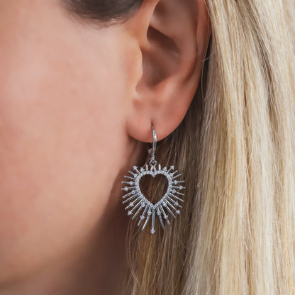 Sadie Starburst Heart Earrings | 925 Silver Plated Brass