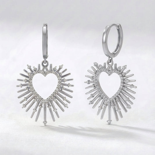 Sadie Starburst Heart Earrings | 925 Silver Plated Brass