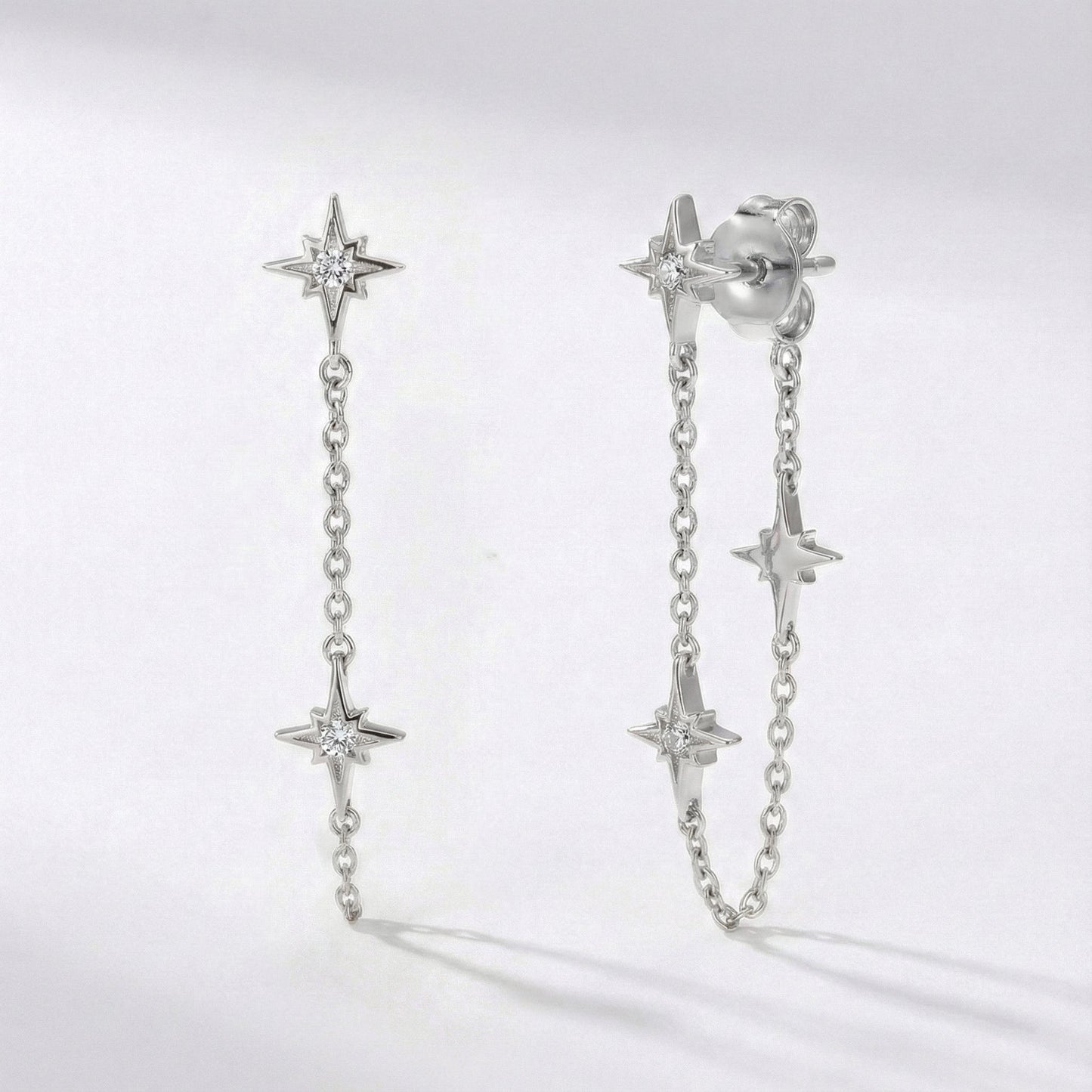 Savannah Star Drop Chain Earrings | 925 Sterling Silver