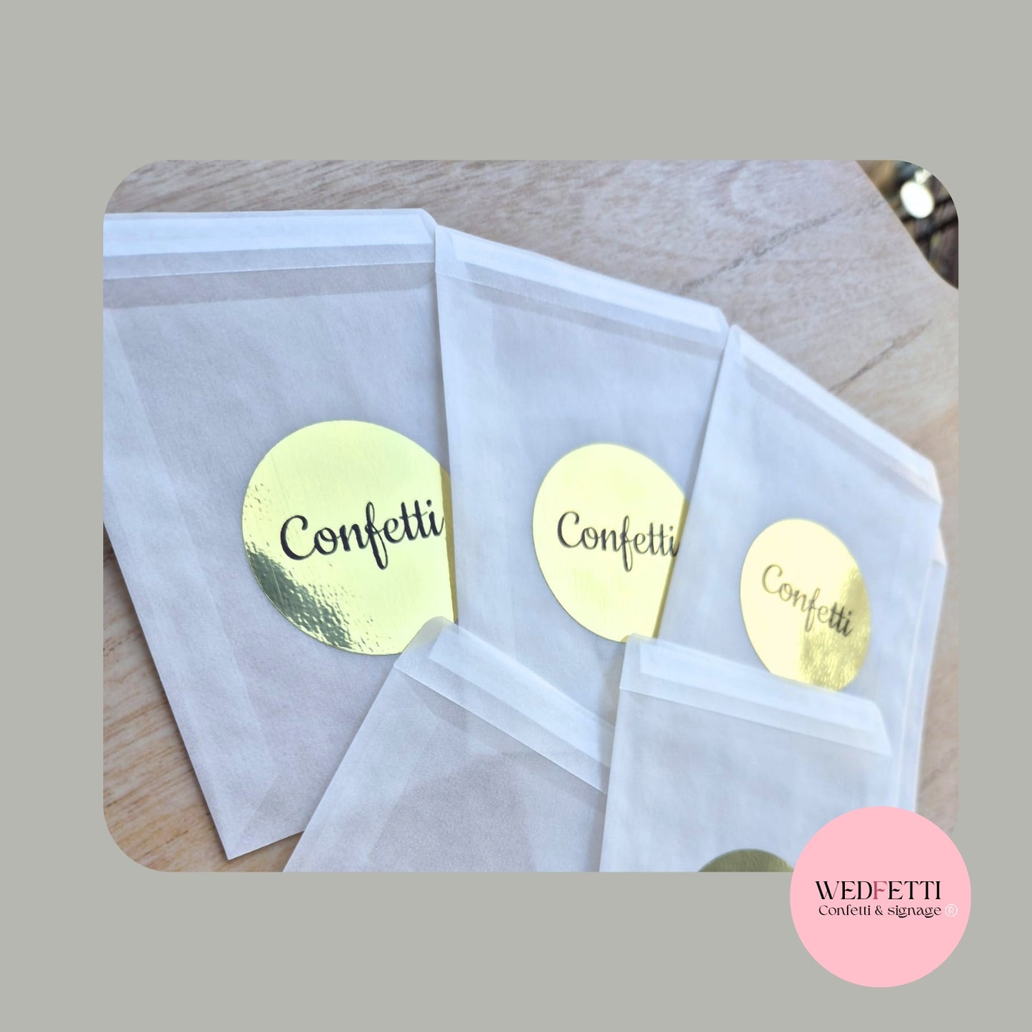 Confetti packets + stickers - Mirror Gold (Confetti sold separately)
