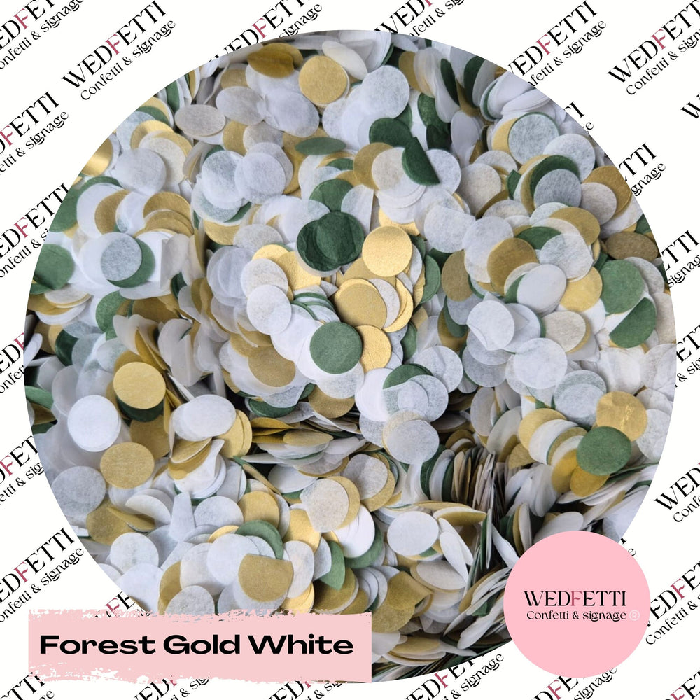 Slow falling paper Confetti - Forest Gold White