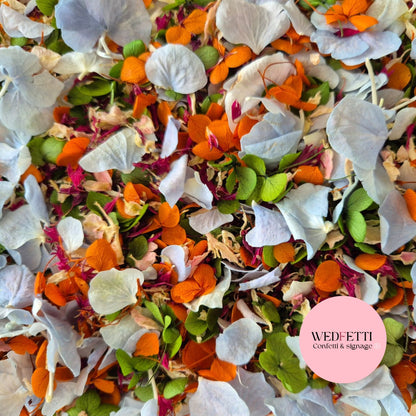Fluttering Hydrangea + Cornflower Mix + Burnt Orange