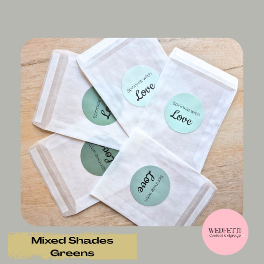 Confetti packets + stickers - mixed shades - Greens (Confetti sold separately)