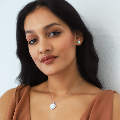 Suki Opal Heart Studs | 925 Sterling Silver