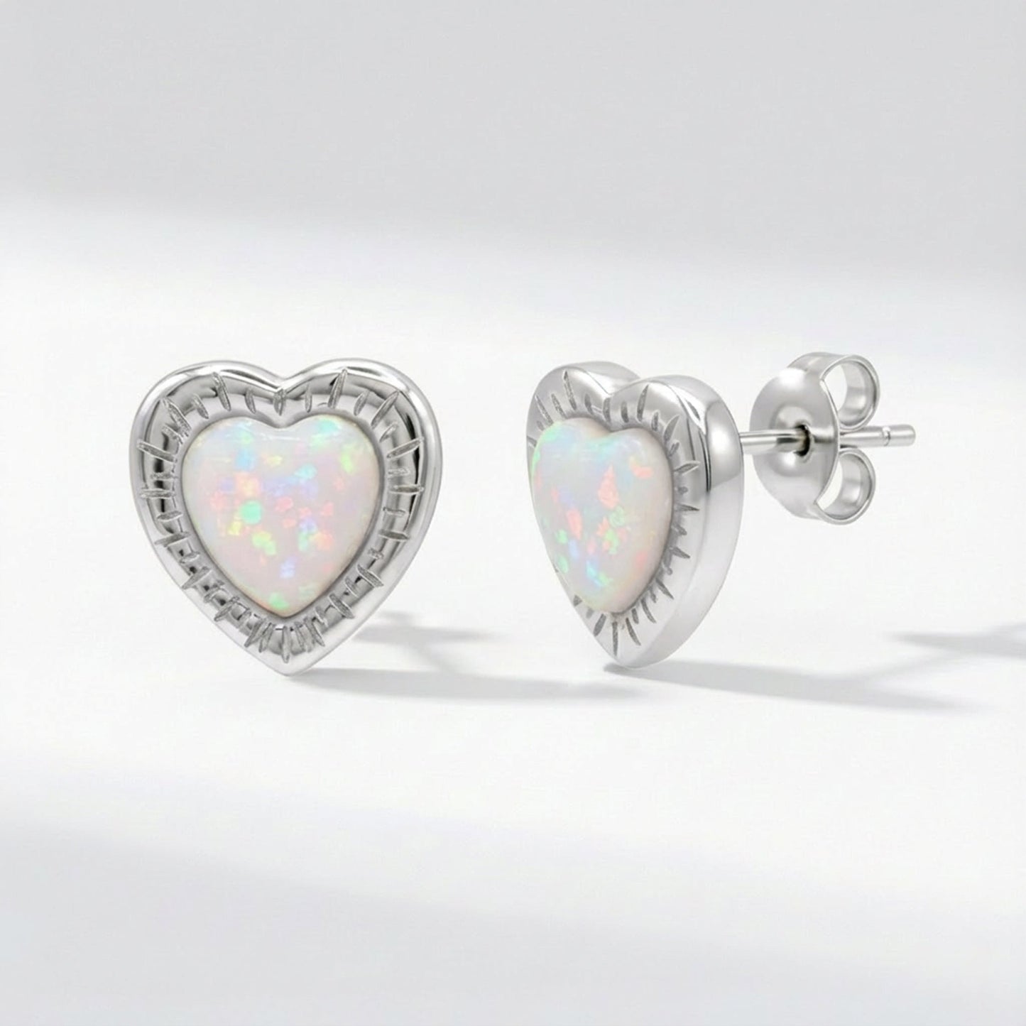 Suki Opal Heart Studs | 925 Sterling Silver