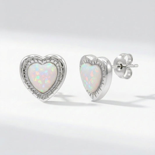 Suki Opal Heart Studs | 925 Sterling Silver