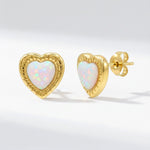 Suki Opal Heart Studs | 18k Gold Plated