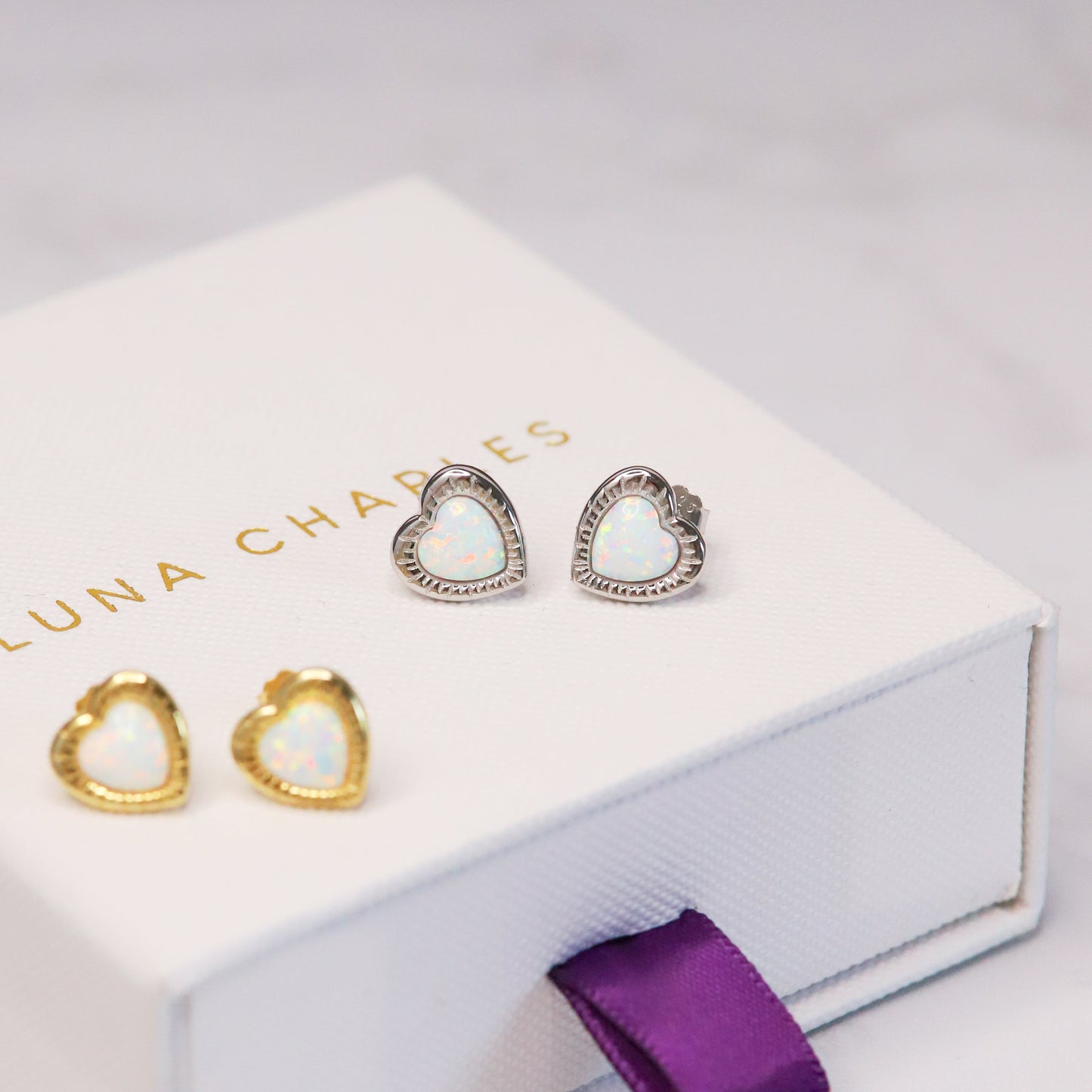 Suki Opal Heart Studs | 925 Sterling Silver