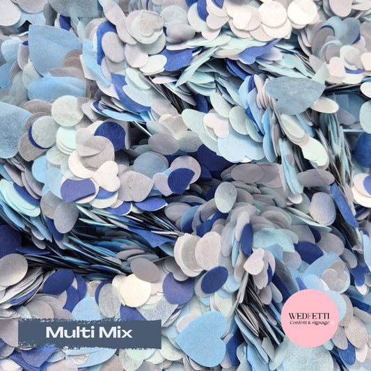 Multi mix Biodegradable paper Confetti - Blue Silver Shimmer