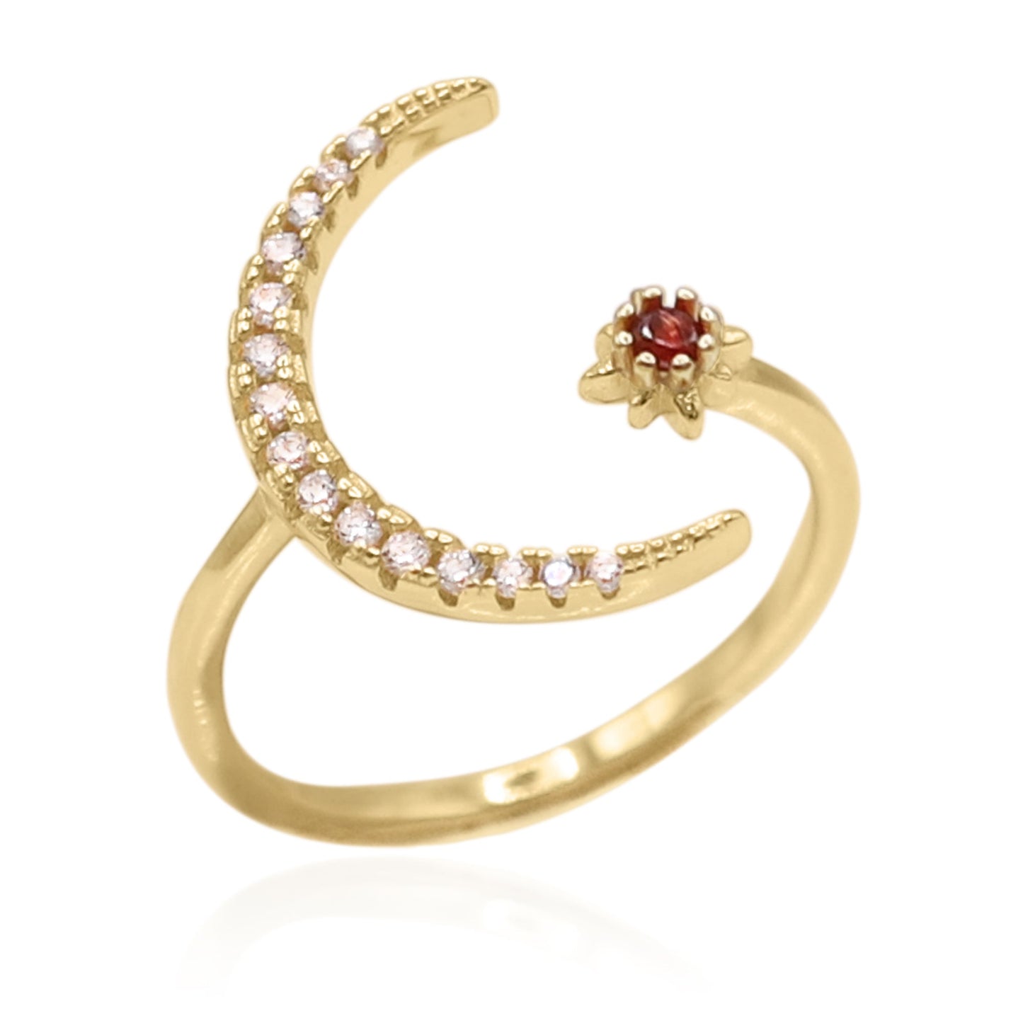 Zira Star and Moon Birthstone Ring | 18K Gold Plated